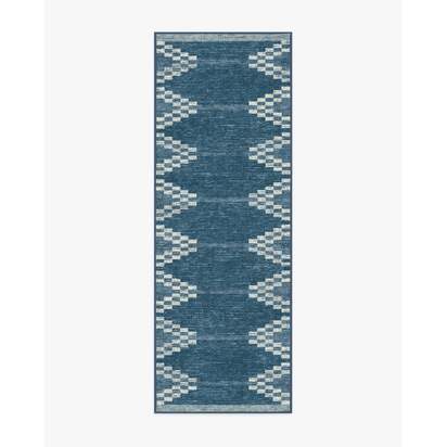 Sloane Blue Flatwoven Rug - 75 x 215 cm - Rug + Cushioned Pad System