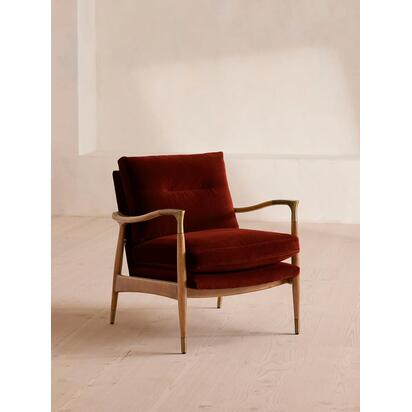 Theodore Oak Armchair, Velvet Rust