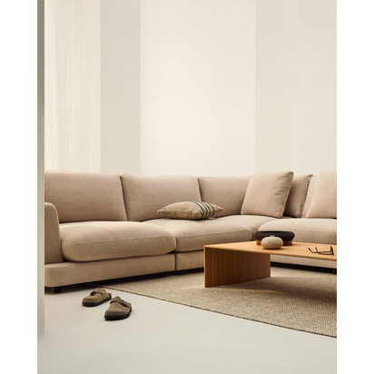 Dorien beige cushion cover with contrasting woven stripes 45 x 45cm