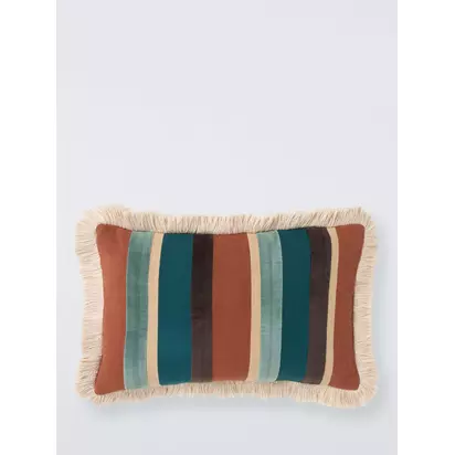 John Lewis Fringe Stripe Cushion, Multi Multi | 35 x 55cm