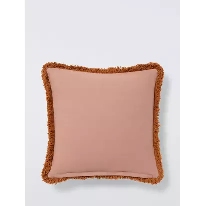 John Lewis Fringed Velvet Cushion Pink | 45 x 45cm