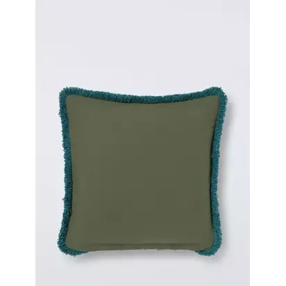 John Lewis Fringed Velvet Cushion Avocado | 45 x 45cm