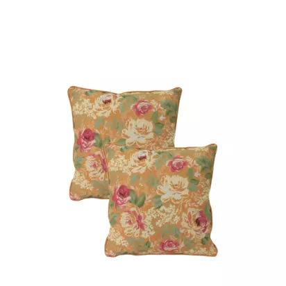Laura Ashley Alys Outdoor Cushion, Set of 2 Ochre | H40 x W40 x D14cm