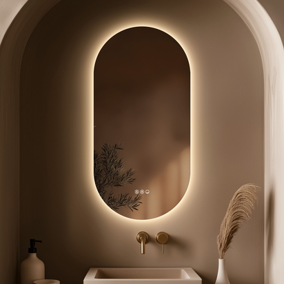 Origins Living Claris Capsule LED Illuminated Mirror with Demister Pad - 450 x 900mm