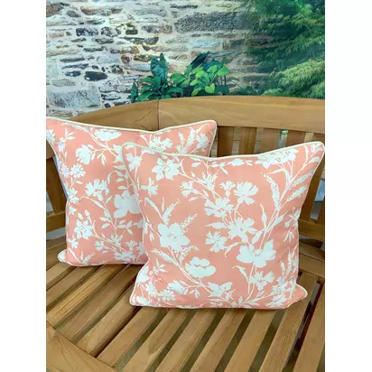 Laura Ashley Rye Floral Outdoor Cushion, Set of 2 Rust | H40 x W40 x D14cm