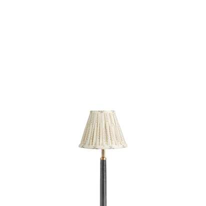 16cm empire gathered lampshade in grey ferns block printed cotton