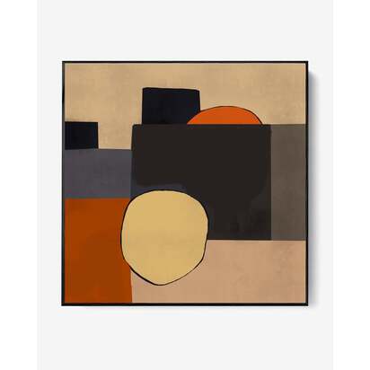 Mid Century Abstract III Framed Canvas 73 x 73 cm Black