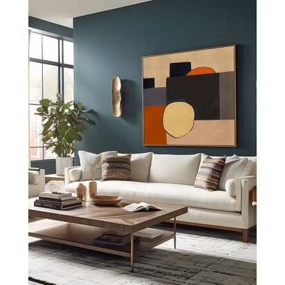 Mid Century Abstract III Framed Canvas 73 x 73 cm Black