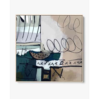Abstract Still Life Framed Canvas 73 x 73 cm Black