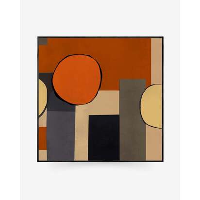 Mid Century Abstract II Framed Canvas 73 x 73 cm Brown