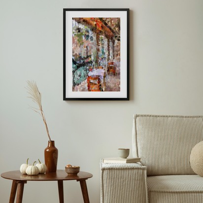 Table For Two Framed Art 43 x 53 cm Black Frame