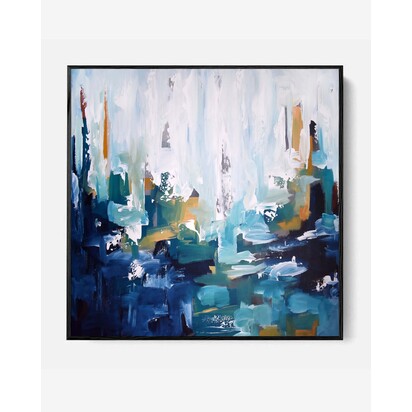 Abstract Forest Framed Canvas 103 x 103 cm Black