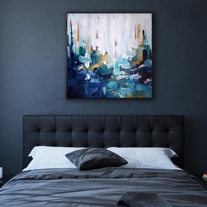 Abstract Forest Framed Canvas 103 x 103 cm Black