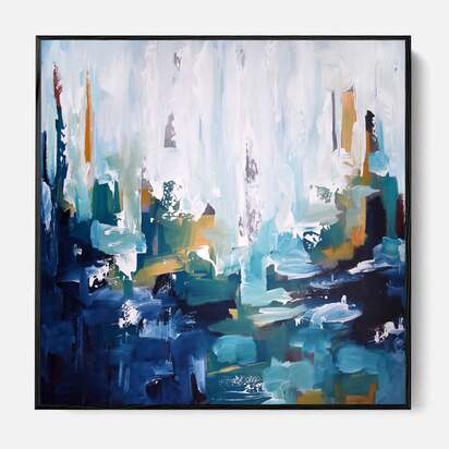 Abstract Forest Framed Canvas 103 x 103 cm Black