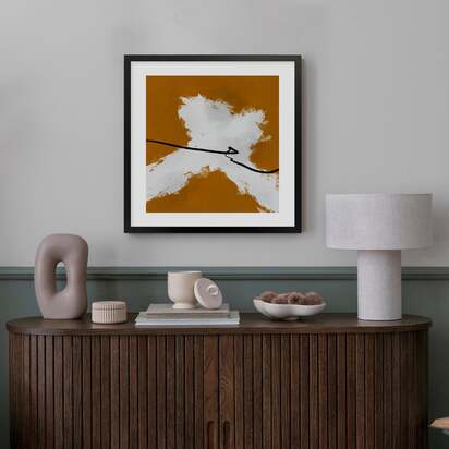Burnt Orange II Framed Artwork 73 x 73 cm Black Frame