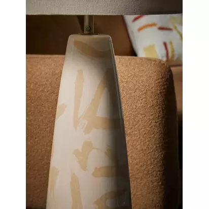 MADE Vince Tapered Ceramic Base Floor Lamp, Cream Cream | H131 x W30 x D30cm