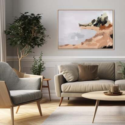 Landscape Study I Framed Canvas 93 x 123 cm Natural