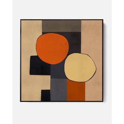 Mid Century Abstract Framed Canvas 73 x 73 cm Black