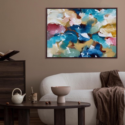 Colliding Colours Framed Canvas Art 93 x 123 cm Black