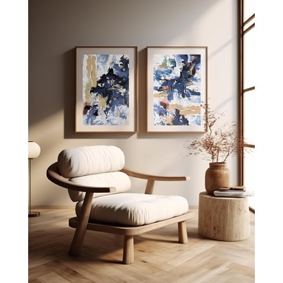 Rippling Water - Print Set Of 2 73 x 103 cm Black Frame