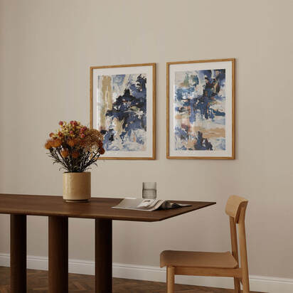 Rippling Water - Print Set Of 2 73 x 103 cm Black Frame