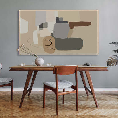 Abstract City Framed Canvas 73 x 103 cm Black