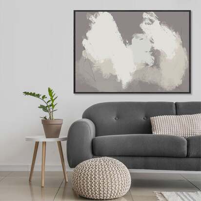 Neutral Notes No4 Framed Canvas 93 x 123 cm Black