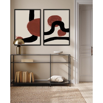 Boho Sundown - Framed Wall Art Print Set 73 x 103 cm Black Frame