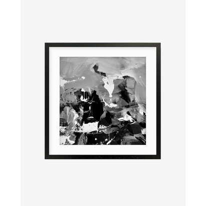 Black Abstraction II Framed Art 53 x 53 cm White Frame