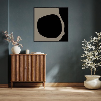 Black Neutral Shapes Framed Canvas 73 x 73 cm Black