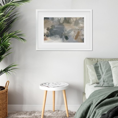 Impressionist Neutral Mood Framed Print 43 x 53 cm Oak Frame
