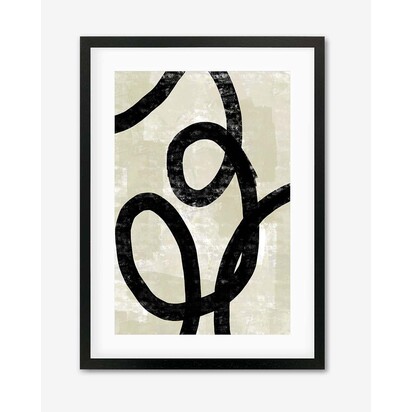 Neutral Curved Lines Framed Print 73 x 103 cm Black Frame