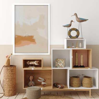 Peach Haze Framed Art 53 x 73 cm Oak Frame