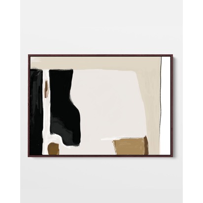 Abstract Pastel Beige Colours Framed Canvas 93 x 153 cm Black