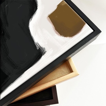 Abstract Pastel Beige Colours Framed Canvas 93 x 153 cm Black