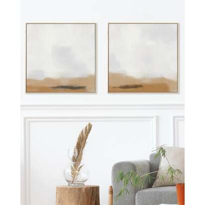 Neutral Desert Fog Canvas Set Of 2 73 x 73 cm Black