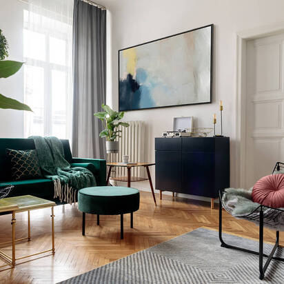 Brushed Haze Framed Canvas 73 x 103 cm Brown