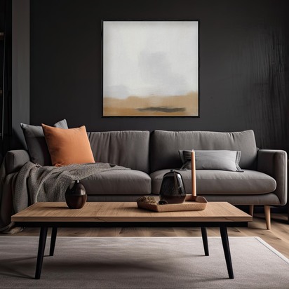 Foggy Desert Framed Canvas 103 x 103 cm Natural