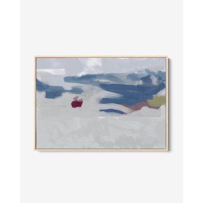 Grey Blue Strokes Framed Canvas 73 x 103 cm Black