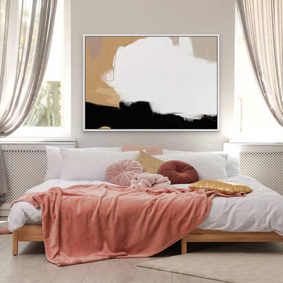 Neutral Cloud Framed Canvas 73 x 103 cm Black