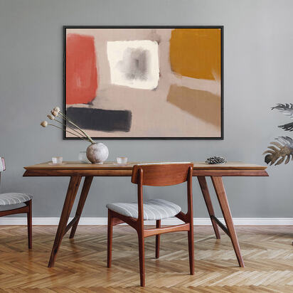 Abstract Neutral Blush Framed Canvas 53 x 73 cm White