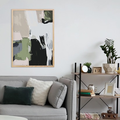 Abstract Pastel Multicolour Framed Print 53 x 73 cm Black Frame