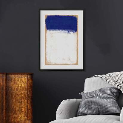 Beige On Blue Rothko Framed Art 33 x 43 cm White Frame
