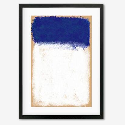 Beige On Blue Rothko Framed Art 33 x 43 cm White Frame