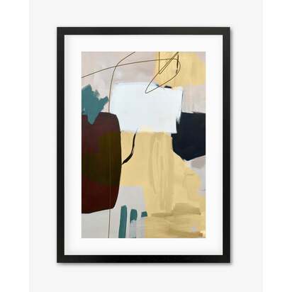 Abstract Ochre Shapes Art Print 63 x 93 cm Oak Frame