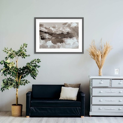 Abstract Brown Tones Framed Art 53 x 73 cm Black Frame