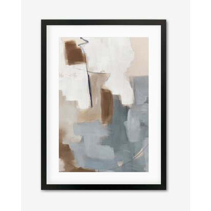 Neutral Abstract Shapes Framed Art 53 x 73 cm Black Frame