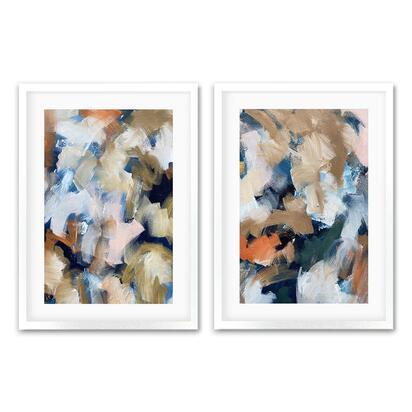 Golden Brushstroke - Print Set Of 2 73 x 103 cm Black Frame