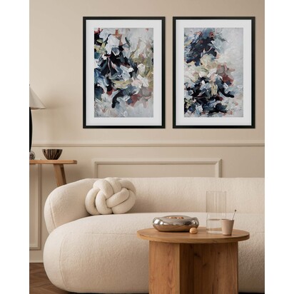 Abstract Blush River Tones Set Of 2 Prints 53 x 73 cm Oak Frame