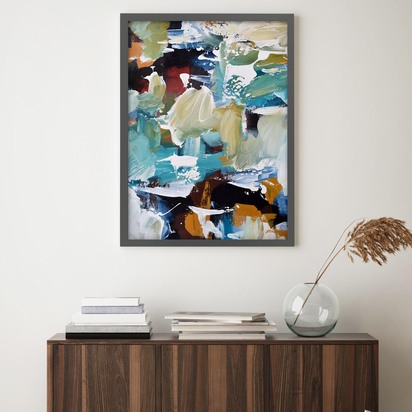 Abstract 305 Framed Art 73 x 103 cm Black Frame